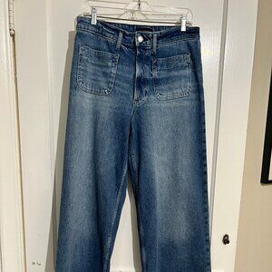 Free Assembly Women's Patch Pocket Wide Leg Jeans Size 12 Light Wash